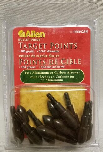 Allen Company Archery Bullet Points - Soft Arrow Tips for Target Practice - Screw-On Design - Reduces Wear and Tear on Targets - Multiple Sizes/Grain - 12-Pack - Black in Saudi Arabia
