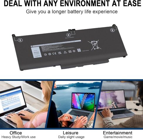 استبدال بطارية MXV9V لجهاز Dell Latitude 5300 E5300 5310 E5310 7300 E7300، Latitude 5300/5310 2 في 1، 7300/7306 2 في 1 سلسلة سوداء P96G P97G P99G P100G 5VC2M 829MX 7.6V 60Wh in Kuwait