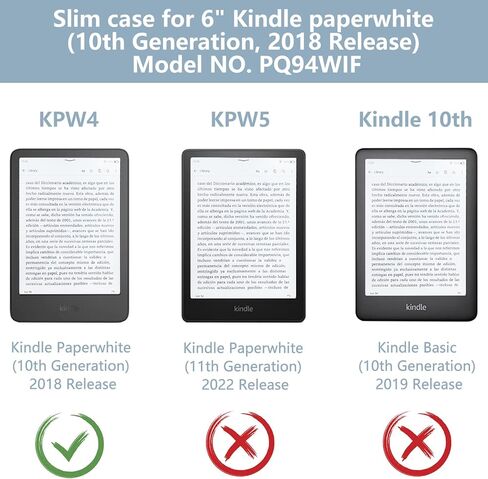 MOROCK Detachable Magnetic Case for 6" Kindle Paperwhite 10th Generation 2018 Release(Model No. PQ94WIF), Slim PU Leather and PC Clear Back Cover with Hand Strap, Auto Wake/Sleep, Misty Blue in Kuwait