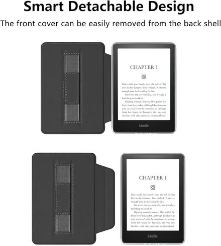 MOROCK Detachable Magnetic Case for 6" Kindle Paperwhite 10th Generation 2018 Release(Model No. PQ94WIF), Slim PU Leather and PC Clear Back Cover with Hand Strap, Auto Wake/Sleep, Misty Blue in Kuwait