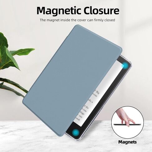 MOROCK Detachable Magnetic Case for 6" Kindle Paperwhite 10th Generation 2018 Release(Model No. PQ94WIF), Slim PU Leather and PC Clear Back Cover with Hand Strap, Auto Wake/Sleep, Misty Blue in Kuwait