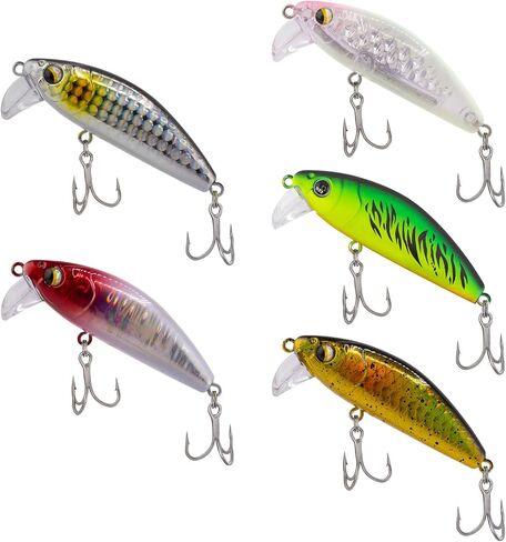 5PCS Vibration Bait Fishing Lures Set, Blade Bait & Crank Bait Hard Lures with Treble Hooks, Sinking Fishing Lures for Bass Trout Walleye Pike Freshwater Saltwater in Saudi Arabia