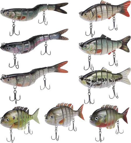 Soulchen 9 Pcs Fishing Lures for Freshwater and Saltwater, Slow Sinking Most Lifelike Jointed Swimbait for Bass Trout Crappie Walleye Pike Bluegill Salmon Swimbait, Amazing Gifts for Men and Family in Saudi Arabia