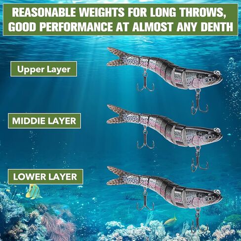 Soulchen 9 Pcs Fishing Lures for Freshwater and Saltwater, Slow Sinking Most Lifelike Jointed Swimbait for Bass Trout Crappie Walleye Pike Bluegill Salmon Swimbait, Amazing Gifts for Men and Family in Saudi Arabia