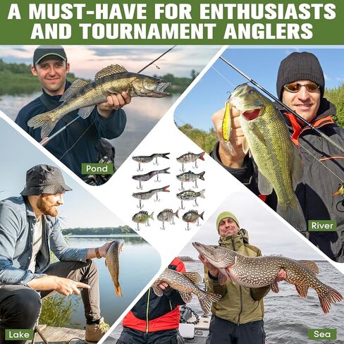 Soulchen 9 Pcs Fishing Lures for Freshwater and Saltwater, Slow Sinking Most Lifelike Jointed Swimbait for Bass Trout Crappie Walleye Pike Bluegill Salmon Swimbait, Amazing Gifts for Men and Family in Saudi Arabia