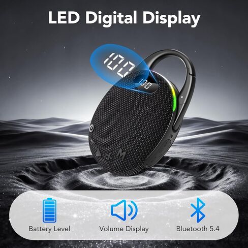 Portable Mini Bluetooth Speaker with HD Sound, LED Power Display, Big Pro Sound with Punchy Bass,Integrated Carabiner, 25H Playtime, Colorful RGB Lights, TWS pairing,Outdoor/Party/Travel, Gift Ideas in Saudi Arabia