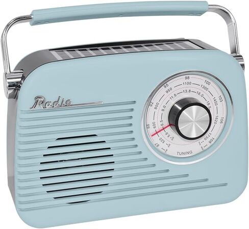 QFX Portable Retro AM FM SW Radio with Bluetooth, Rechargeable Battery, Supplemental Solar Charging, USB TF MP3 Player, Compact Utility Radio, Blue - R-58-BLU in Saudi Arabia