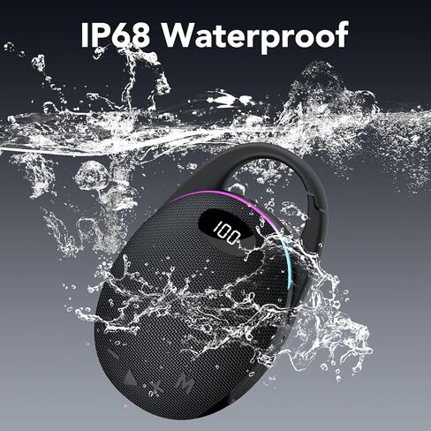 Portable Mini Bluetooth Speaker with HD Sound, LED Power Display, Big Pro Sound with Punchy Bass,Integrated Carabiner, 25H Playtime, Colorful RGB Lights, TWS pairing,Outdoor/Party/Travel, Gift Ideas in Saudi Arabia
