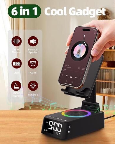 Gifts for Men Women, Cell Phone Stand with Bluetooth Speaker,Sound Machine White Noise Machine with 20 Soothing Sounds,Ambient Light Portable Speaker Stand Birthday for Men,Women,Dad in Saudi Arabia