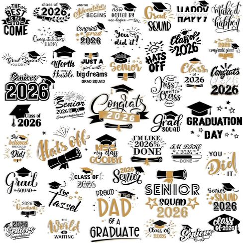 Pasimy 45 Pcs Graduation Stickers Class of 2026 Congrats College Waterproof Vinyl Stickers Graduation Party Decal Decorations for Water Bottle Laptop Scrapbook Envelope Card Gift Box Party Supplies in Saudi Arabia