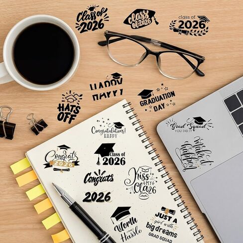 Pasimy 45 Pcs Graduation Stickers Class of 2026 Congrats College Waterproof Vinyl Stickers Graduation Party Decal Decorations for Water Bottle Laptop Scrapbook Envelope Card Gift Box Party Supplies in Saudi Arabia
