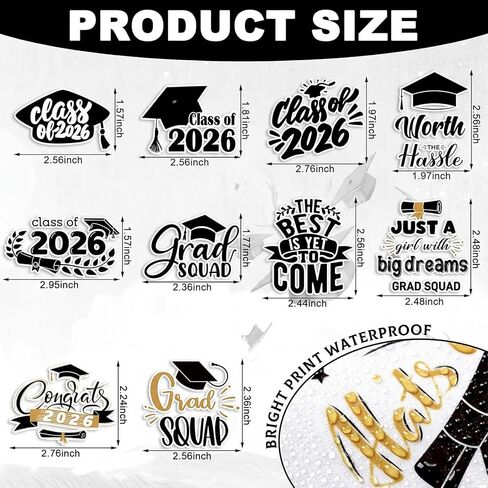 Pasimy 45 Pcs Graduation Stickers Class of 2026 Congrats College Waterproof Vinyl Stickers Graduation Party Decal Decorations for Water Bottle Laptop Scrapbook Envelope Card Gift Box Party Supplies in Saudi Arabia