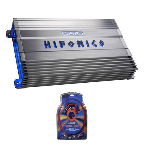 Hifonics BG-2200.1D Brutus Gamma Monoblock 2200 Watt Car Audio Sound System Subwoofer Speaker Amplifier & QPower Super Flex 4 Gauge Amp Wiring Kit in Saudi Arabia