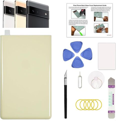 GREEN FUSION Compatible with Pixel 6 Upper Back Glass Cover Replacement, Pixel 6 Top Back Glass for All Carriers, Includes Repair Tools & Instruction, Stormy Black in Saudi Arabia