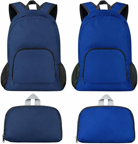 DaKuan Pack of 2 Lightweight Foldable Backpack, Water Resistant Travel Hiking Packable Backpack 20 Liters (Navy Blue + Royal Blue) for Camping, Outdoor, Travel Cycling in Saudi Arabia