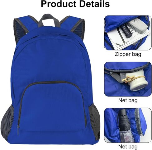 DaKuan Pack of 2 Lightweight Foldable Backpack, Water Resistant Travel Hiking Packable Backpack 20 Liters (Navy Blue + Royal Blue) for Camping, Outdoor, Travel Cycling in Saudi Arabia