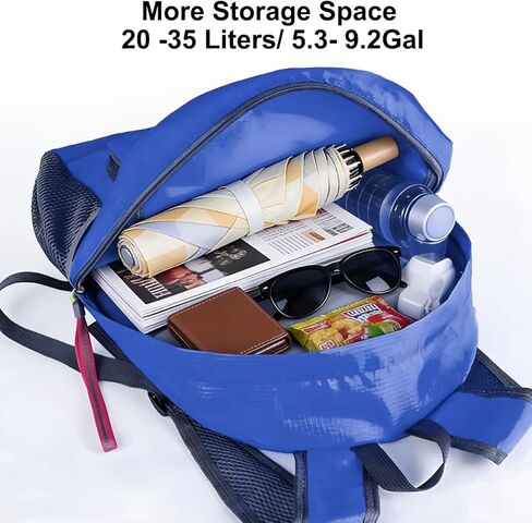 DaKuan Pack of 2 Lightweight Foldable Backpack, Water Resistant Travel Hiking Packable Backpack 20 Liters (Navy Blue + Royal Blue) for Camping, Outdoor, Travel Cycling in Saudi Arabia