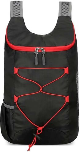 Foldable 20L Daypack for Hiking & Travel, Lightweight Water-Resistant Hiking Backpack with Side Pockets, Compact Hiking Daypack for Essentials(Black) in Saudi Arabia
