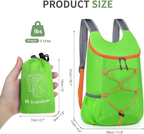 Foldable 20L Daypack for Hiking & Travel, Lightweight Water-Resistant Hiking Backpack with Side Pockets, Compact Hiking Daypack for Essentials(Black) in Saudi Arabia