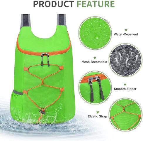 Foldable 20L Daypack for Hiking & Travel, Lightweight Water-Resistant Hiking Backpack with Side Pockets, Compact Hiking Daypack for Essentials(Black) in Saudi Arabia