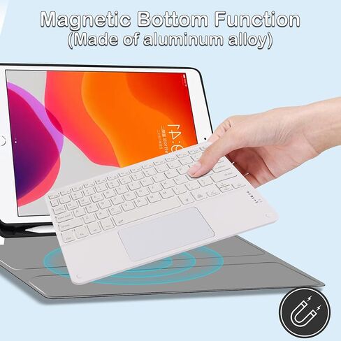 Wireless Bluetooth Keyboard with Touchpad, Ultra-Thin Rechargeable Portable with 7 Colors Backlit Wireless Keyboard for iPad/iOS/Android/Windows Tablet, Computer and Phone Universal Devices(White) in Saudi Arabia