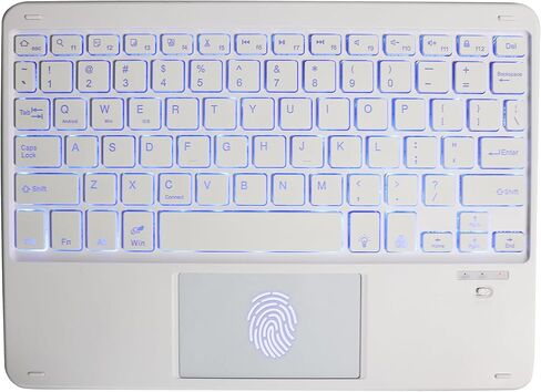 Wireless Bluetooth Keyboard with Touchpad, Ultra-Thin Rechargeable Portable with 7 Colors Backlit Wireless Keyboard for iPad/iOS/Android/Windows Tablet, Computer and Phone Universal Devices(White) in Saudi Arabia