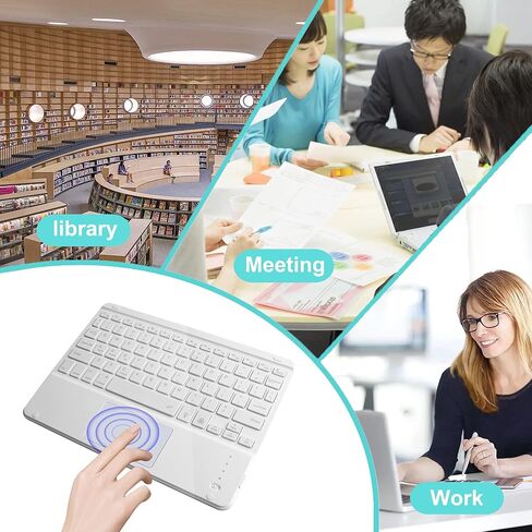Wireless Bluetooth Keyboard with Touchpad, Ultra-Thin Rechargeable Portable with 7 Colors Backlit Wireless Keyboard for iPad/iOS/Android/Windows Tablet, Computer and Phone Universal Devices(White) in Saudi Arabia