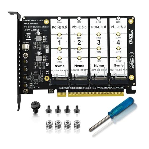 محول تشينيانغ 4 منافذ M.2 NVME إلى PCle 5.0/4.0/3.0 X16، NVME/AHCI SSD إلى بطاقة توسيع PCIe تدعم 2230/2242/2260/2280 مم in Saudi Arabia