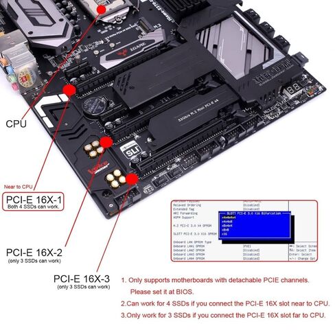 محول تشينيانغ 4 منافذ M.2 NVME إلى PCle 5.0/4.0/3.0 X16، NVME/AHCI SSD إلى بطاقة توسيع PCIe تدعم 2230/2242/2260/2280 مم in Saudi Arabia