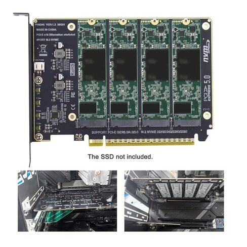 محول تشينيانغ 4 منافذ M.2 NVME إلى PCle 5.0/4.0/3.0 X16، NVME/AHCI SSD إلى بطاقة توسيع PCIe تدعم 2230/2242/2260/2280 مم in Saudi Arabia