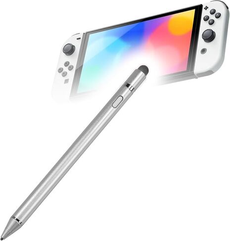 قلم BoxWave متوافق مع طراز Nintendo Switch OLED - قلم AccuPoint Active Stylus، قلم إلكتروني مع طرف فائق الدقة - فضي معدني in Saudi Arabia