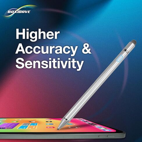 قلم BoxWave متوافق مع طراز Nintendo Switch OLED - قلم AccuPoint Active Stylus، قلم إلكتروني مع طرف فائق الدقة - فضي معدني in Saudi Arabia