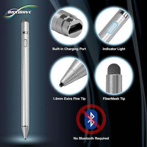 قلم BoxWave متوافق مع طراز Nintendo Switch OLED - قلم AccuPoint Active Stylus، قلم إلكتروني مع طرف فائق الدقة - فضي معدني in Saudi Arabia