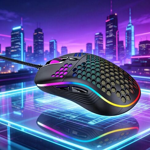 【 Editable Mouse Shortcut Key -59 Inch Line Length 】 2026 Upgrade Wired Gaming with High-Performance Optical Mouse - RGB Light Efficiency -7200 DPI Optical Sensor - USB Connection is Convenient in Saudi Arabia