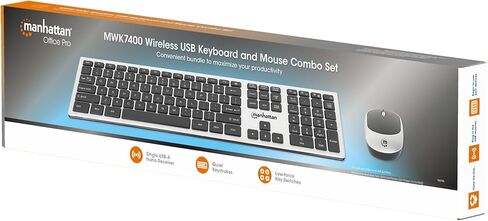 Manhattan Wireless USB Keyboard and Mouse Combo Set - Full-Size, Scissor Key Design, Quiet Typing, 1200 DPI Optical Mouse, Plug & Play Compatibility - 180788 in Saudi Arabia