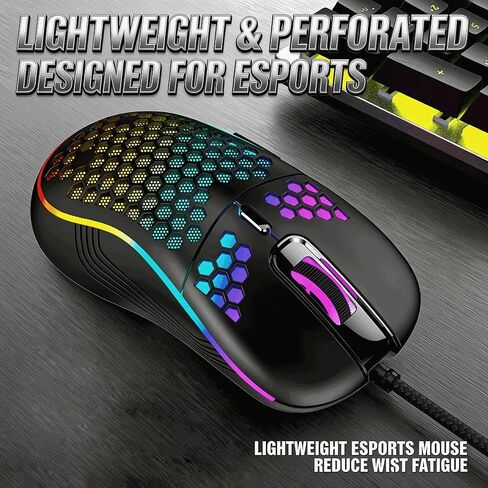【 Editable Mouse Shortcut Key -59 Inch Line Length 】 2026 Upgrade Wired Gaming with High-Performance Optical Mouse - RGB Light Efficiency -7200 DPI Optical Sensor - USB Connection is Convenient in Saudi Arabia
