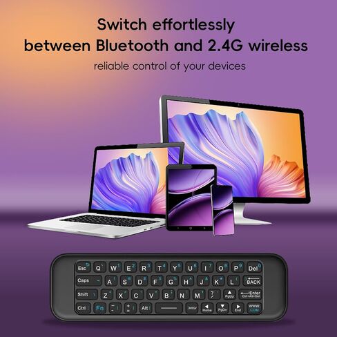 iPazzPort 2.4G+BT Dual-Mode Air Mouse Remote Keyboard – Mini Rechargeable Wireless Controller for Smart TV, Android Box, HTPC, Projector, Without Backlight in Saudi Arabia