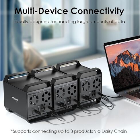 حاوية محرك الأقراص الصلبة WAVLINK ذات 4 فتحات لمحرك الأقراص الصلبة SATA HDD/SSD مقاس 3.5 بوصة و2.5 بوصة تتميز بمنفذ USB-C 3.2 بسرعة 10 جيجابت في الثانية، وسعة تصل إلى 128 تيرابايت بحد أقصى، ومراوح تبريد مدمجة يمكن التحكم في درجة حرارتها، ومخرج فيديو مذهل  in Kuwait