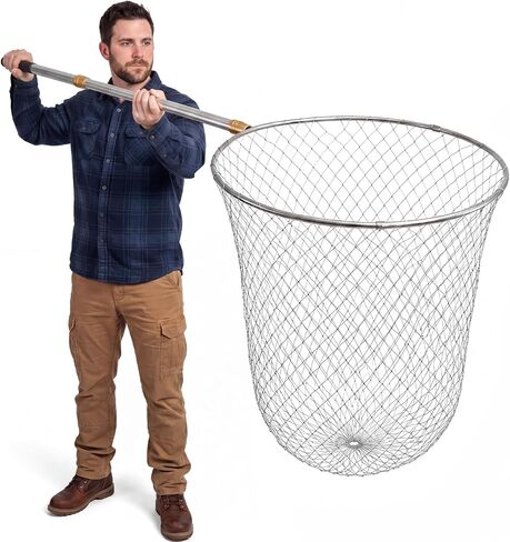 Heavy Duty Fishing Net with 83 Inch Telescopic Stainless Steel Handle 16 Inch Diameter Landing Net Foldable Lightweight for Bass Trout Catfish Salmon Steelhead Saltwater Boat Pier Fishing in Kuwait