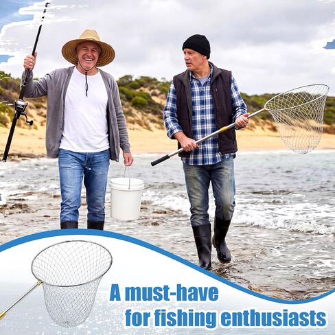 Heavy Duty Fishing Net with 83 Inch Telescopic Stainless Steel Handle 16 Inch Diameter Landing Net Foldable Lightweight for Bass Trout Catfish Salmon Steelhead Saltwater Boat Pier Fishing in Kuwait
