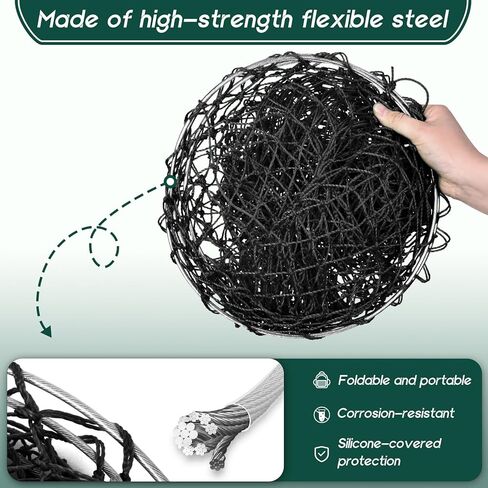 Foldable Drop and Pier Fishing Net, Portable Bridge Net, Foldable Crab Net Bait Shrimp Net with Foldable Bucket Soft Steel Hoop and 32FT Rope Storage Bag in Saudi Arabia