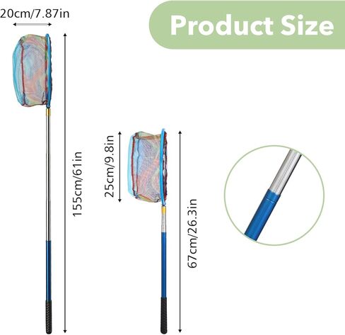 4 Pack Fishing Net, Retractable Lightweight Landing Net with Aluminum Rod Handle, Kids Fishing Nets for Youth Catch Release Butterfly Nets in Saudi Arabia