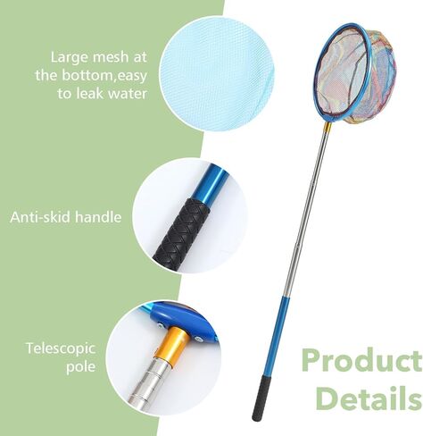 4 Pack Fishing Net, Retractable Lightweight Landing Net with Aluminum Rod Handle, Kids Fishing Nets for Youth Catch Release Butterfly Nets in Saudi Arabia