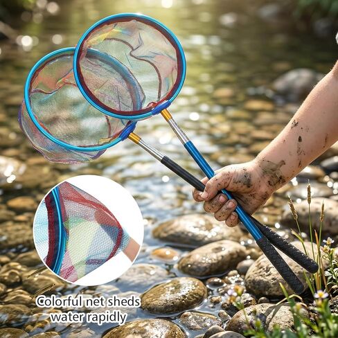 4 Pack Fishing Net, Retractable Lightweight Landing Net with Aluminum Rod Handle, Kids Fishing Nets for Youth Catch Release Butterfly Nets in Saudi Arabia