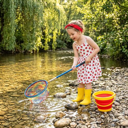 4 Pack Fishing Net, Retractable Lightweight Landing Net with Aluminum Rod Handle, Kids Fishing Nets for Youth Catch Release Butterfly Nets in Saudi Arabia