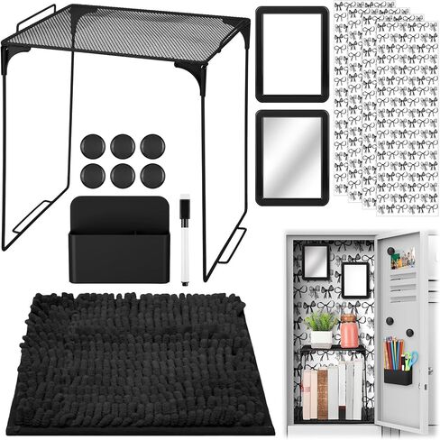 Pinkunnn 16 PCS Lockerories Kit Kit Locker Organizer Bow Wallpaper Magnetic Whiteboard Magnet Mirror Marker Marker Marker Cup Magnetic Storage Cup تنظيم الرف مرة أخرى إلى إمدادات حفلات المدرسة (القوس الوردي) in Saudi Arabia