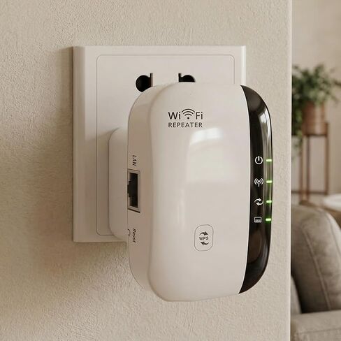 1pcs WiFi Extender, WiFi Extenders Signal Booster Up to 1200 sq.ft and 30 Devices, Wireless Internet Repeater Booster with Ethernet Ports, WPS Setup - EU,White in Saudi Arabia