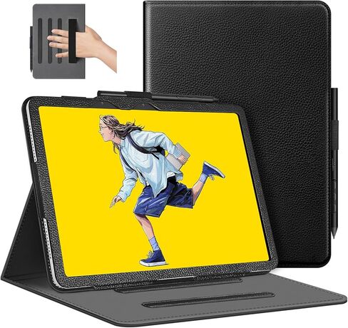 حافظة لجهاز Wacom MovinkPad 11 للرسم مقاس 11.45 بوصة، غطاء فوليو من جلد البولي يوريثان الفاخر مع حامل متعدد الزوايا/حزام يد وإغلاق مغناطيسي وحلقة قلم (أسود) in Kuwait