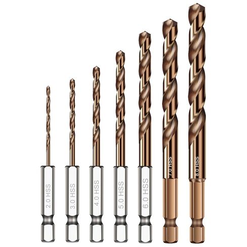 Hex Shank Cobalt Metric Drill Bit Set, 12 PCS (2, 2.5, 3, 3.5, 4, 5, 5.5, 6, 6.5, 7, 7.5, 8 mm), High-Speed Steel Impact Driver Bits for Metal, Steel, Wood, Plastic, Aluminum Alloy in Saudi Arabia
