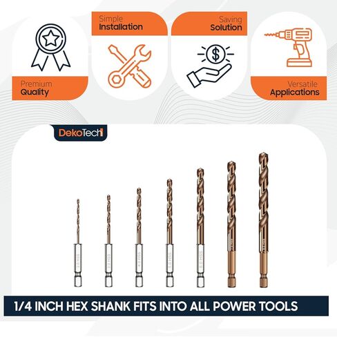 Hex Shank Cobalt Metric Drill Bit Set, 12 PCS (2, 2.5, 3, 3.5, 4, 5, 5.5, 6, 6.5, 7, 7.5, 8 mm), High-Speed Steel Impact Driver Bits for Metal, Steel, Wood, Plastic, Aluminum Alloy in Saudi Arabia